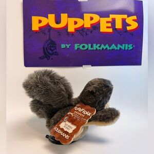 Folkmanis 9” Squirrel Furry Folk Puppet Made In USA NWT